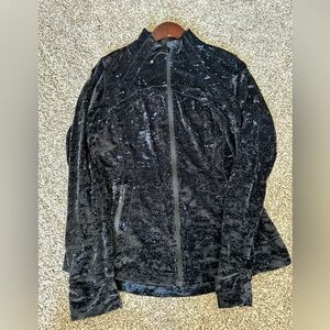 Lululemon Define Full-Zip Jacket in Black Velour, Size 14